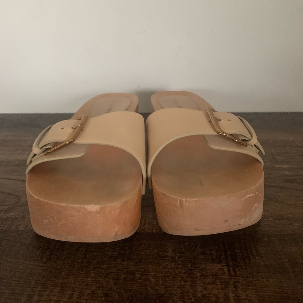 Ulla Johnson Women's Buckle Wooden Clog Slide Sandals Cream Size 38.5 US 8 - Picture 8 of 11